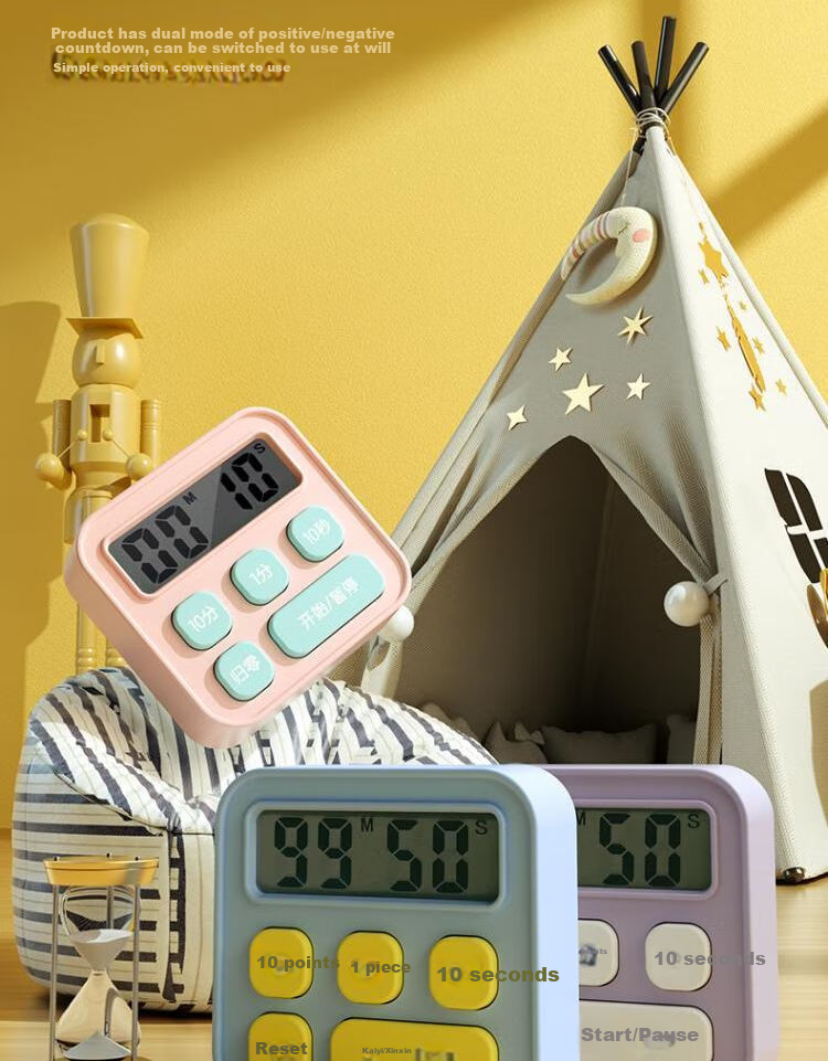 Deli Timer Alarm Clock Time Reminder Blue Children's Toy Holiday Gift for Boys And Girls Birthday Present 4