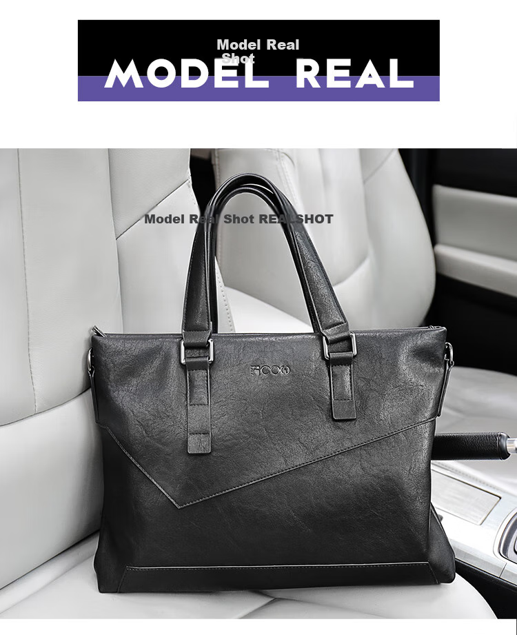 COW Men's Business Briefcase, Horizontal Handbag for Men, Laptop Bag, Tote Bag, 8610 Large Bag, 14 Inches 3