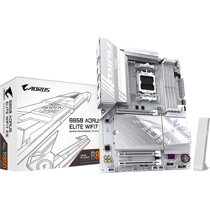 GIGABYTE Bingdiao B850 AORUS ELITE WIFI7 ICE Motherboard, Large Board DDR5, Supports AMD CPU AM5 9700X 9800X3D 9900X 9600X