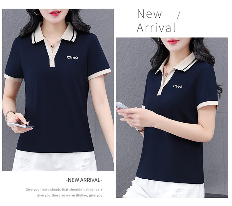 Woodpecker Women's Short Sleeve Polo Shirt Plus Size Slim Fit Red 2026 Spring Summer XL 25