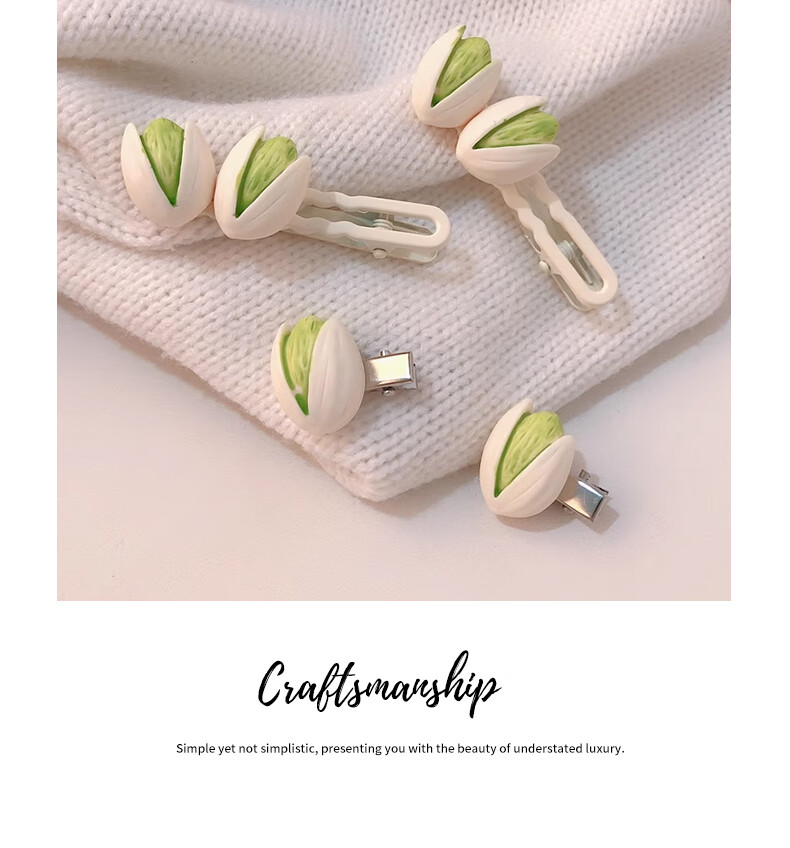 Jiaoxuefei Pistachio Duck-Bill Clips 2-Pack, Forehead Hair Claw Clip, Straight Clip, Side Bangs Clip 4