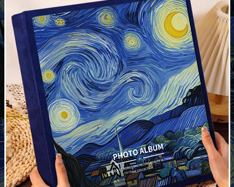 Oliwen Family Photo Album Large Capacity Insert Storage Book Couple DIY Handmade Graduation Memory Album Liu Yuning Photo Book Starry Night (6-inch 800 Photos Horizontal and Vertical) 2