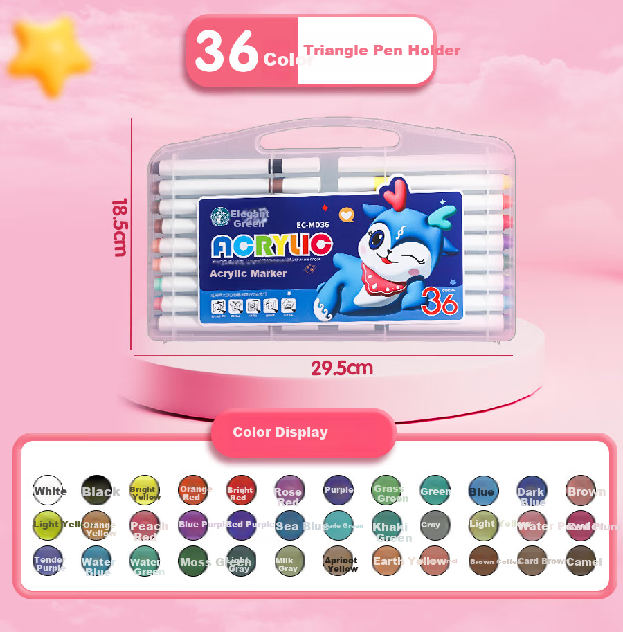 Yaqing Markers, Acrylic Markers for Children, Watercolor Pens, Benxi Markers, Kindergarten And Elementary School Drawing Pens, Stackable Waterproof Colored Pens, 48 Colors Portable Marker Set EC-MD48 Art Sketching 12