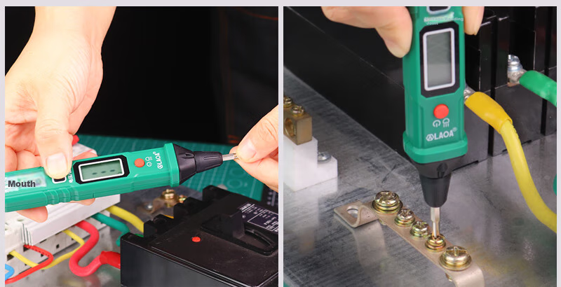 LAOA Digital Display Voltage Tester, Smart Test Pen with Replaceable Heads, Eleven-Character Voltage Tester LA824300 15