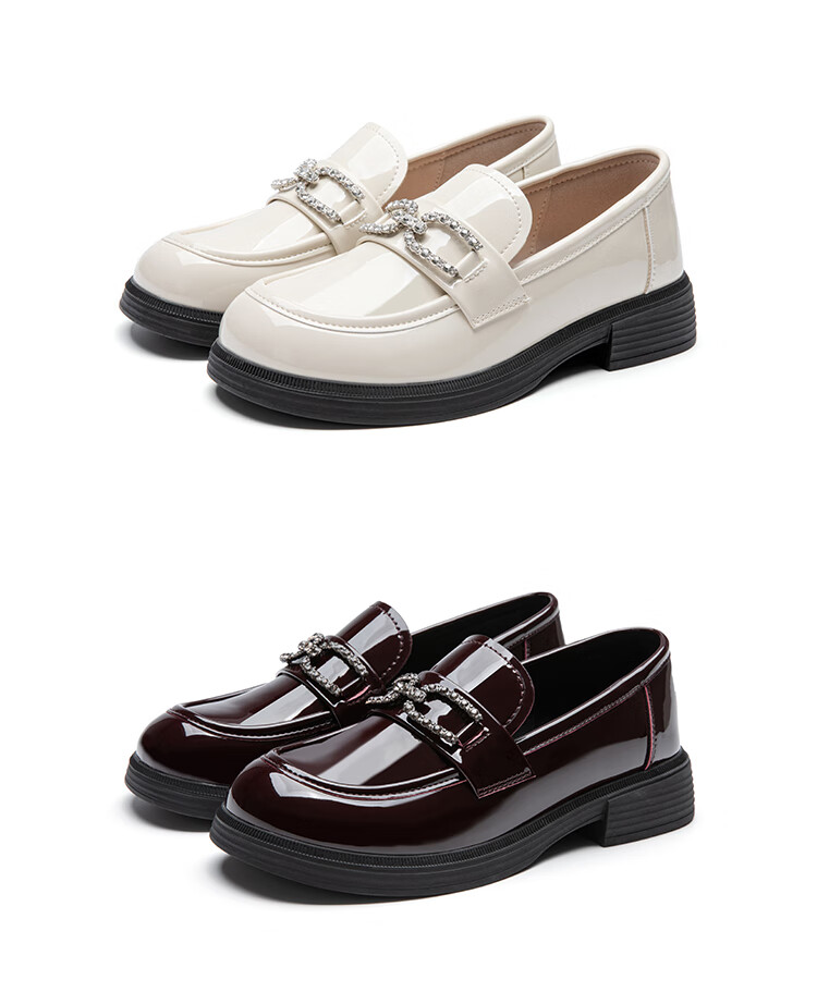 Dusto Thick-Soled Loafers for Women, 2026 New Spring Style, Patent Leather Commuter Shoes, Black Chunky Heel, British-Style Small Leather Shoes 14