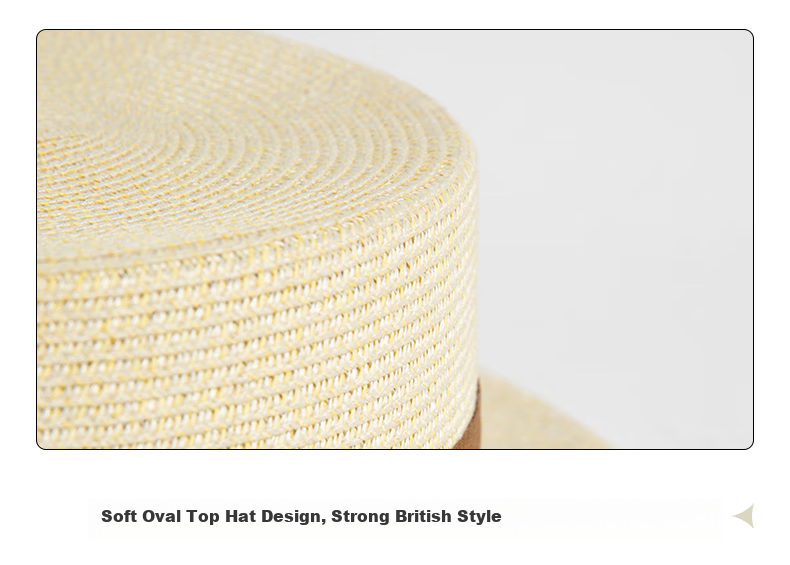 FANCET Flat-Top Straw Hat for Women, Summer Lightweight Luxury Elegant Sun Hat, Beach Vacation Sandal Straw Hat, Japanese-Style Woven Straw Hat 16
