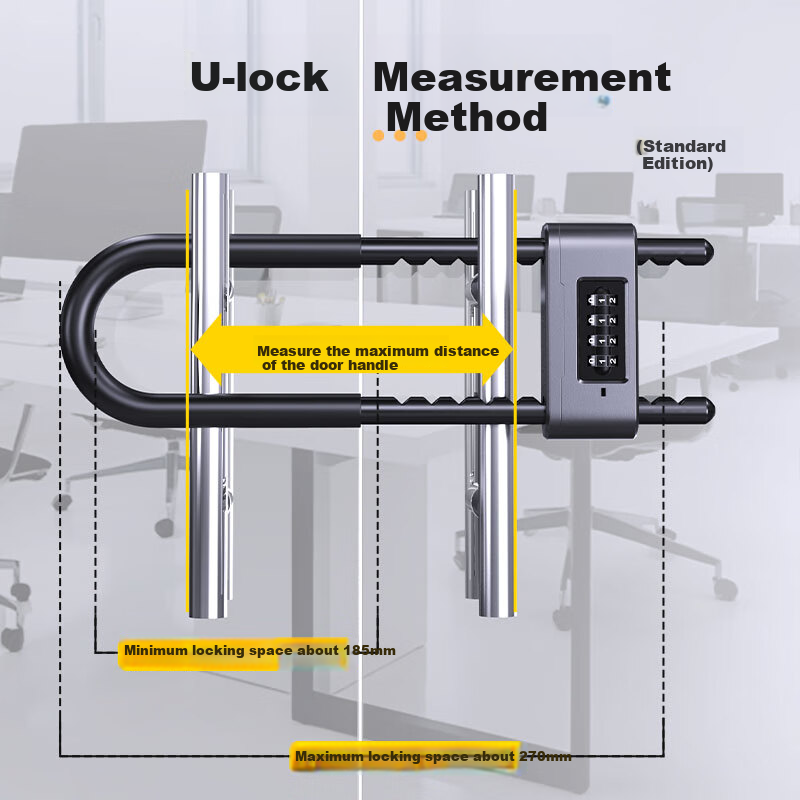 Huangchi U-Shaped Lock, Password Lock, Glass Door Lock, Rust-Resistant, Shear-Resistant, Pry-Resistant, Shop Double Door Password Padlock, Insert Lock, Main Door Lock