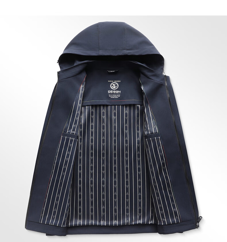Shanshan Men's Spring Autumn Jacket with Detachable Hood Business Casual Versatile Trench Coat Dad Style 8
