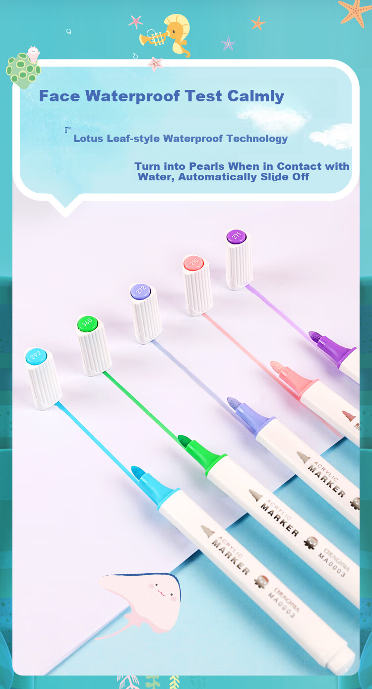 Zhonghua Xhai Diao Xiao Zongdu 36-Color Triangular Handle Single-Tip Water-Based Acrylic Markers, Waterproof Children's Hand-Drawing Graffiti DIY Painting Shoe Coloring Complete Set, Children's Day Gift MA0003 7