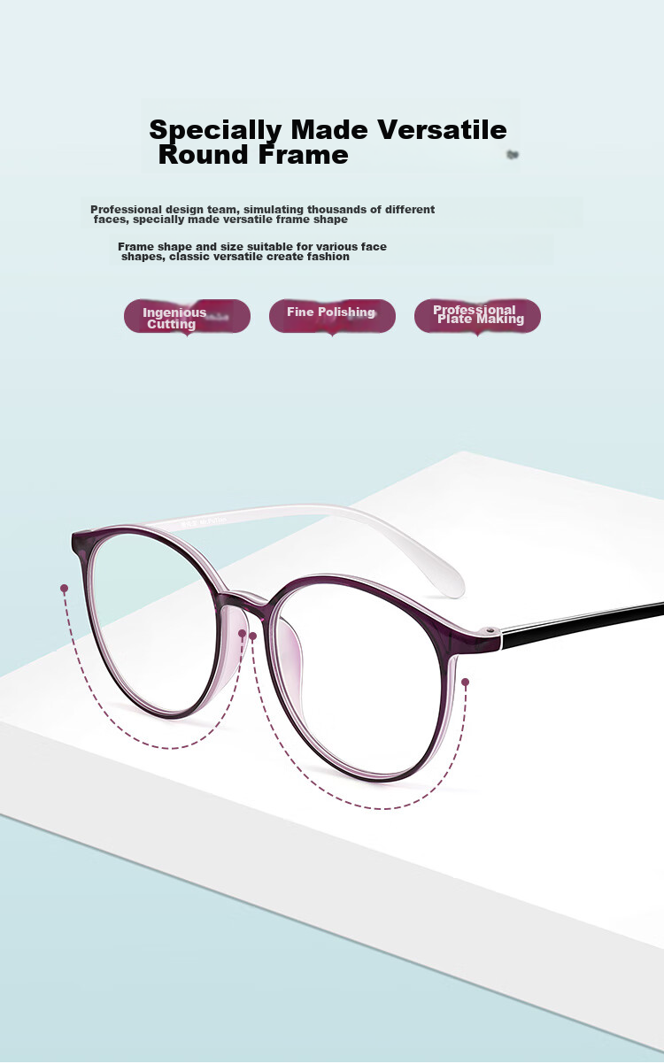 Mr. PuTian Anti-Blue Light Reading Glasses for Women, Fashionable High-Definition Presbyopic Glasses for Elderly, Purple, 100 Degrees (40-49 Years Old) 3