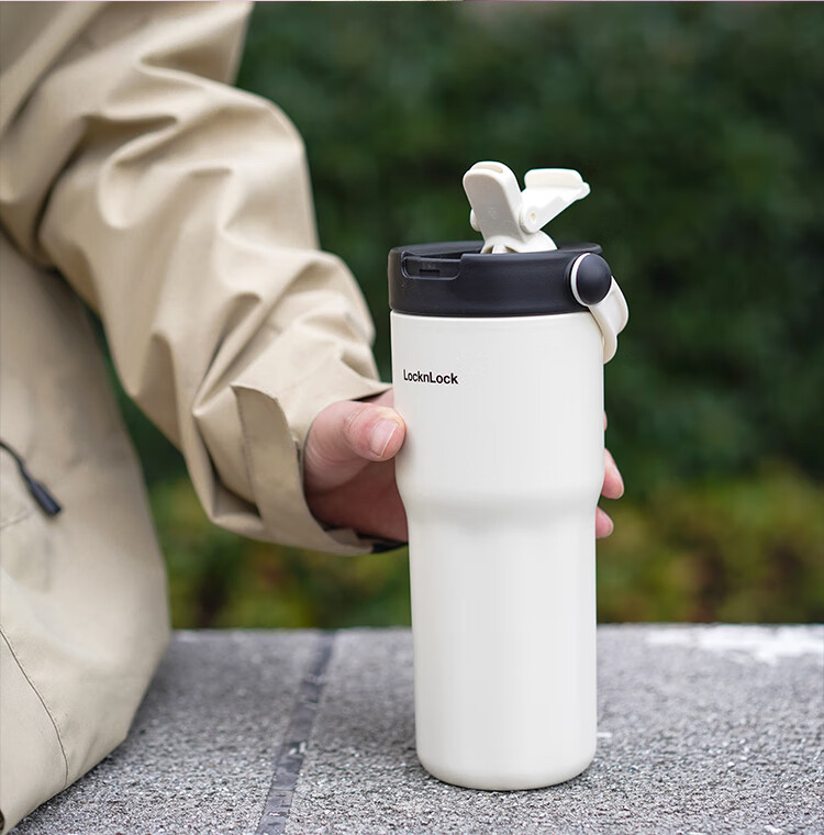 LOCK&LOCK Large Capacity Insulated Tumbler with Handle, Straw, And Tea Compartment, Simple Portable Thermos Water Bottle, 670ML, Blue 14