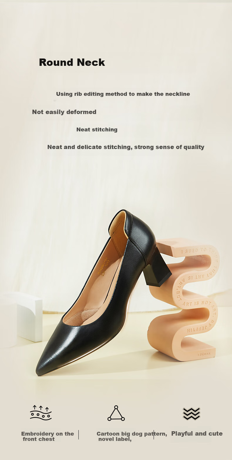 Kangnai Comfortable Women's High Heels, Elegant Cowhide Shallow Mouth Chunky Heel Pumps, Professional Commuter Shoes for Women, Black, Size 37 2