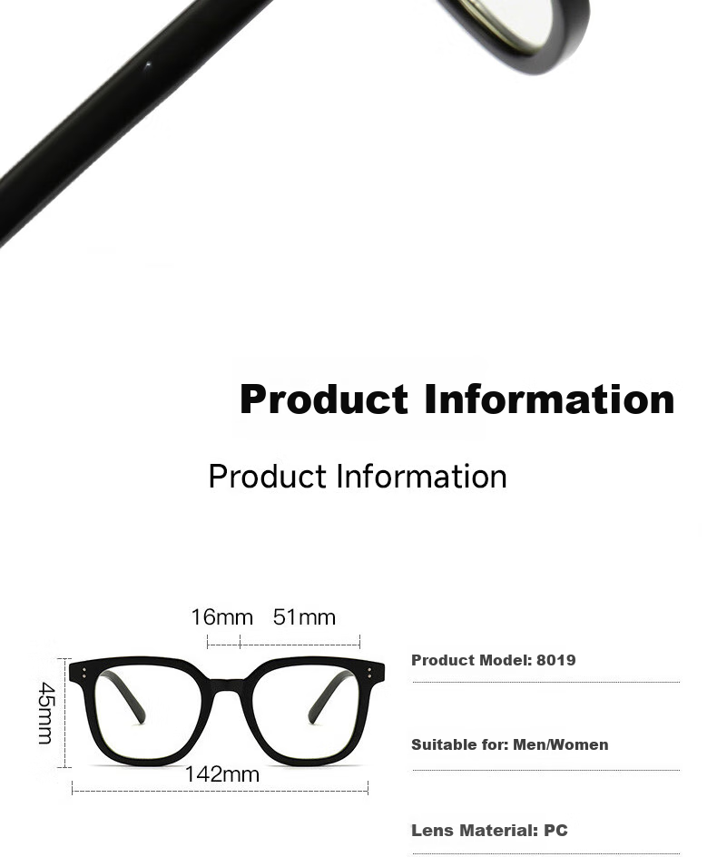 Boshide Blue Light Blocking Glasses, Non-Prescription Lenses, Fashionable Large Frame to Make Face Look Smaller, Bare-Faced Beauty Essential for Women And Men, Black Frame, Glossy Black 12