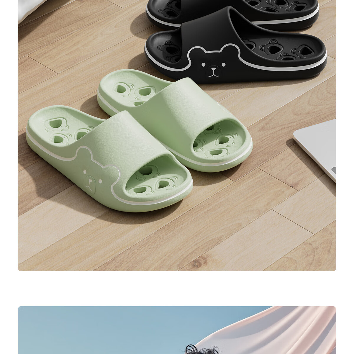 XGGC Bathroom Slippers for Men, Indoor Home Shower Non-Slip Water-Draining Hollow Cute Couple Sandals, Navy Blue, Size 40-41 14