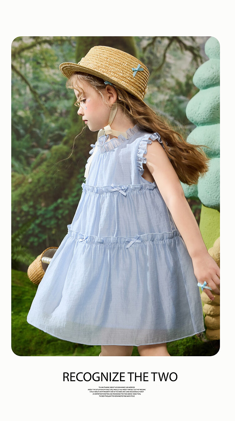 ASK JUNIOR Children's Summer Dress with Ruffle Trim, Princess Style Dress for Little Girls, Tencel Vacation Dress 4