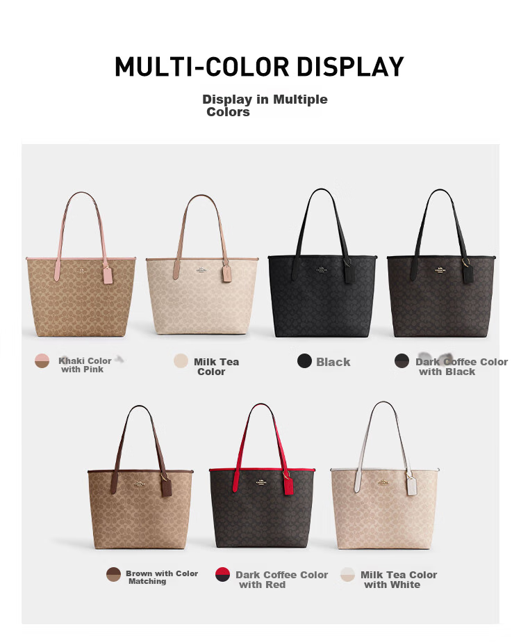 COACH [Brand Direct Supply] Women's Classic Logo CITY Large Tote Bag, Shoulder Commuter Laptop Bag CV976 1