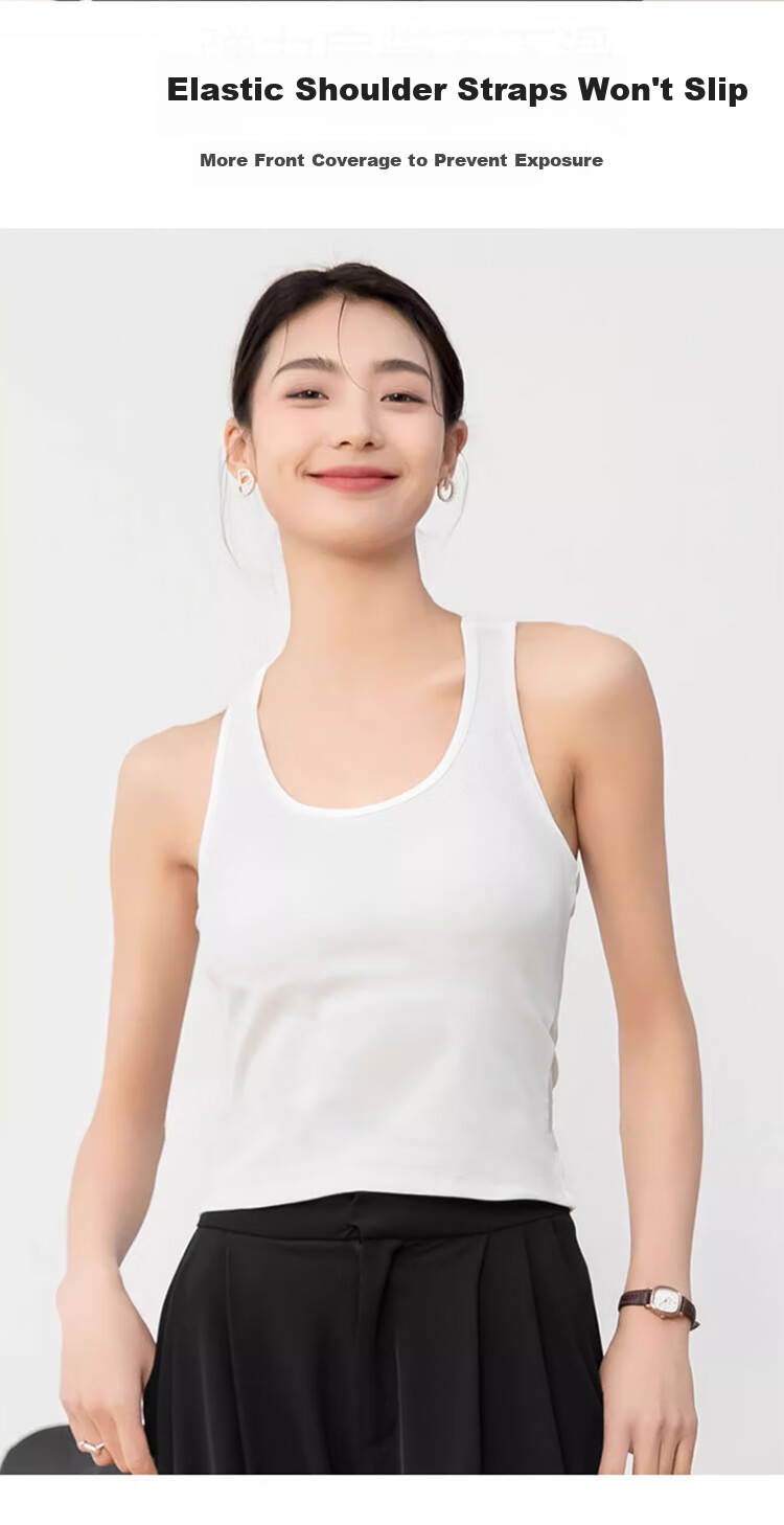 LangSha Women's Tank Top, Summer Camisole for Outer Wear, Wide Shoulder, Slimming, Fitted, Workwear, Plus Size, Inner Wear, Sleeveless Undershirt, Black And White 6