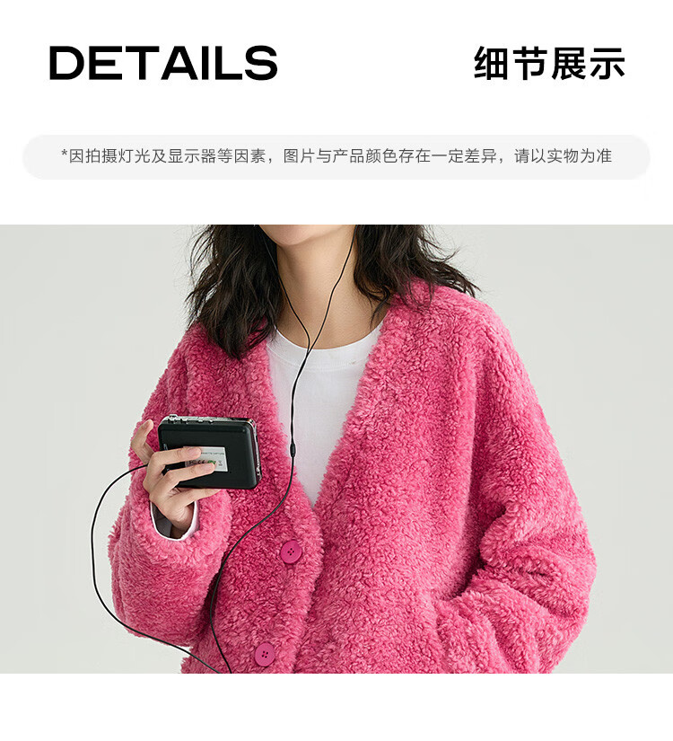 Dme Sunset Rose Knit Sweater Winter Pink Large Pocket V-Neck Energetic Sweet Girl Style Cardigan Honey Pink L 12
