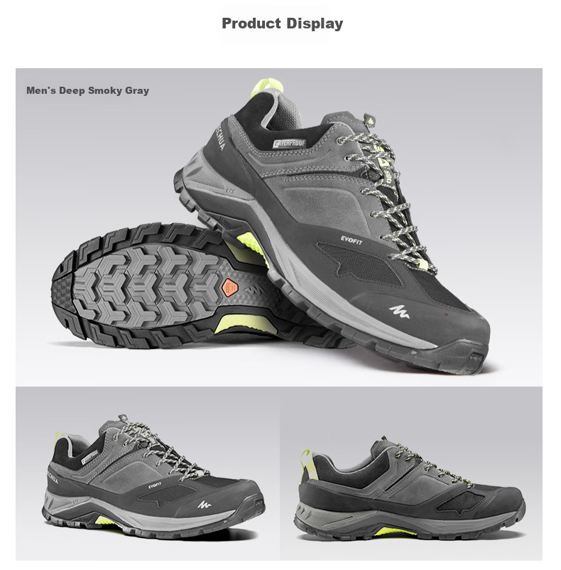 DECATHLON Men's MH100 Low-Top Outdoor Mountain Waterproof Non-Slip Shock-Absorbing Breathable Hiking Shoes, Dark Green, Size 42-2467875 7