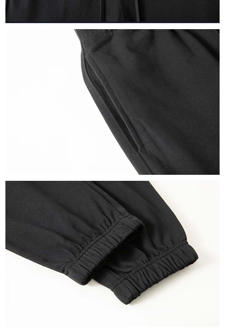 LIMENG Pure Cotton Casual Sports Suit Men Drop Shoulder Loose Fit Spring Autumn Cardigan Men's Sweatshirt Two-Piece Set Black M 15
