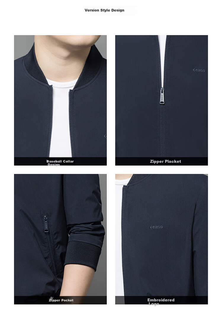 Edenbo Autumn Winter Casual Jacket Baseball Collar Business Commuter Coat Men Navy Blue 170/88A (L) 3