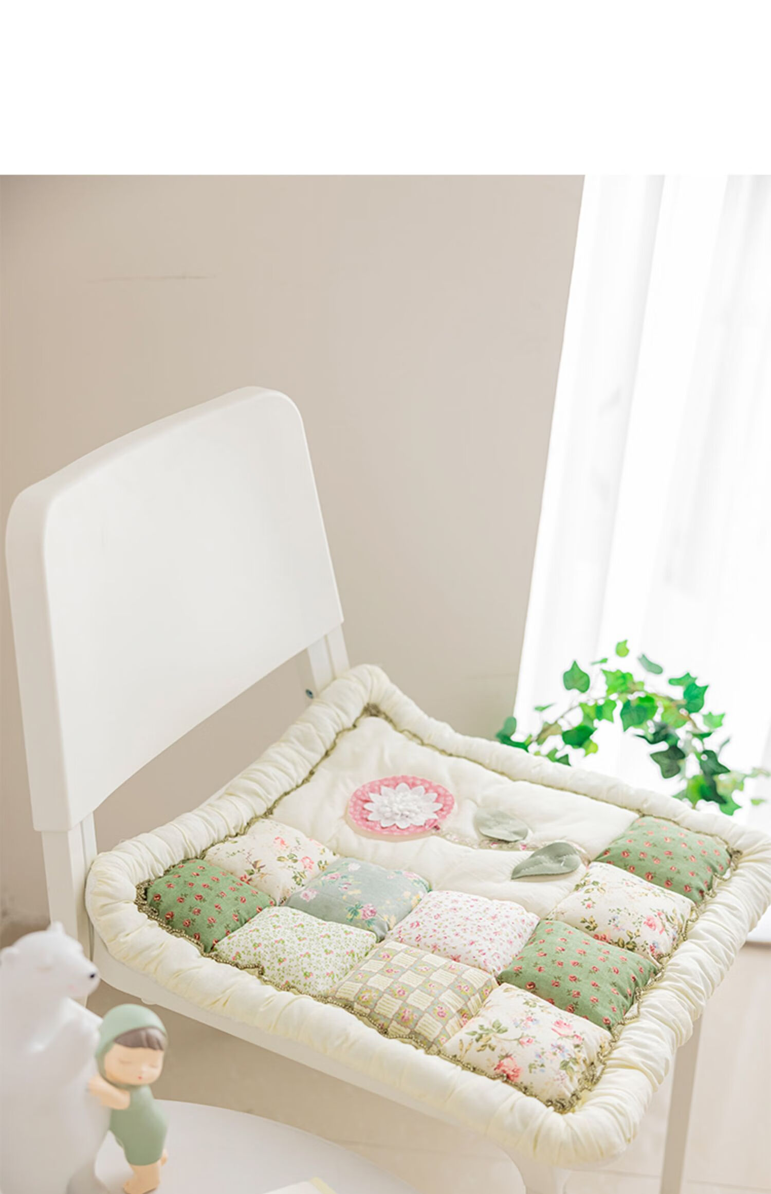 Fanyejia Car Seat Cushion, Winter Chair Seat Cover, Home Use, Warm, Non-Slip, Floral Fabric, Steamed Bun Pattern, Office Seat Cushio 13