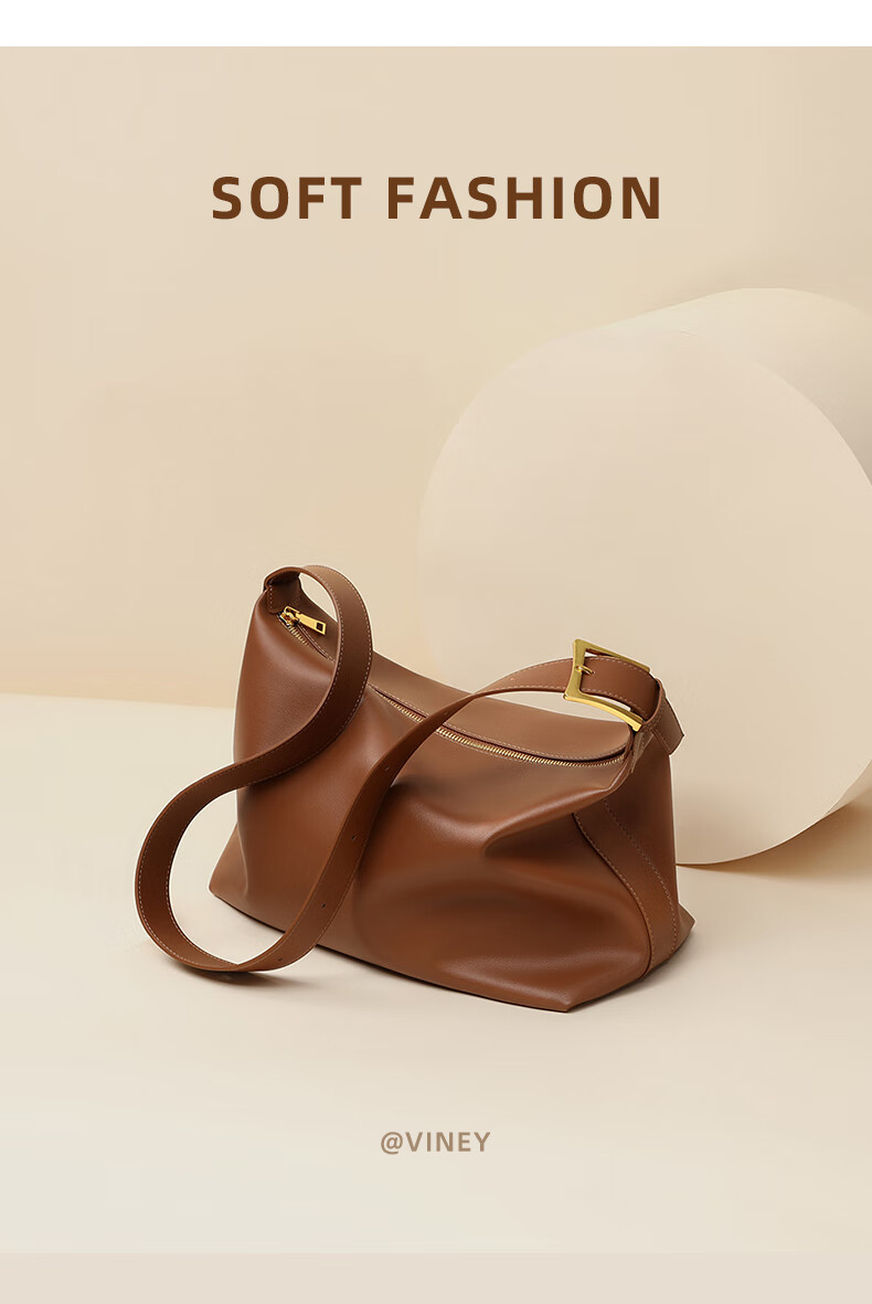 Viney Large Capacity Cowhide Tote Bag for Women Shoulder Crossbody Underarm Bag Birthday Gift High-End Feel for Girlfriend Wife 1