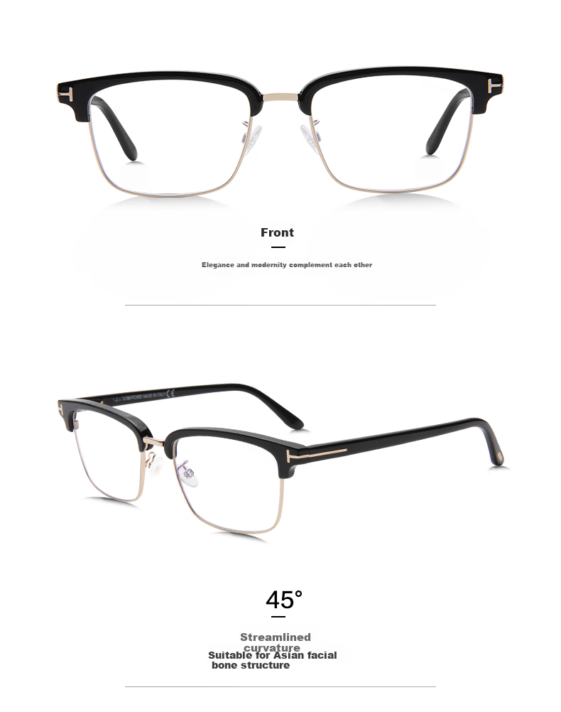 TOM FORD Eyeglass Frames for Men And Women, Optical Frames, Business Lightweight Anti-Blue Light Lenses, Glasses with Prescription Lenses, Eyeglass Frames TF5635 7