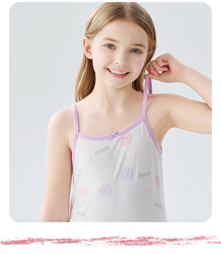 MiiOW Children's Tank Top, Girls' Summer Thin Modal Camisole, Baby Girl Undershirt, Inner Wear, Two-Piece Set 11