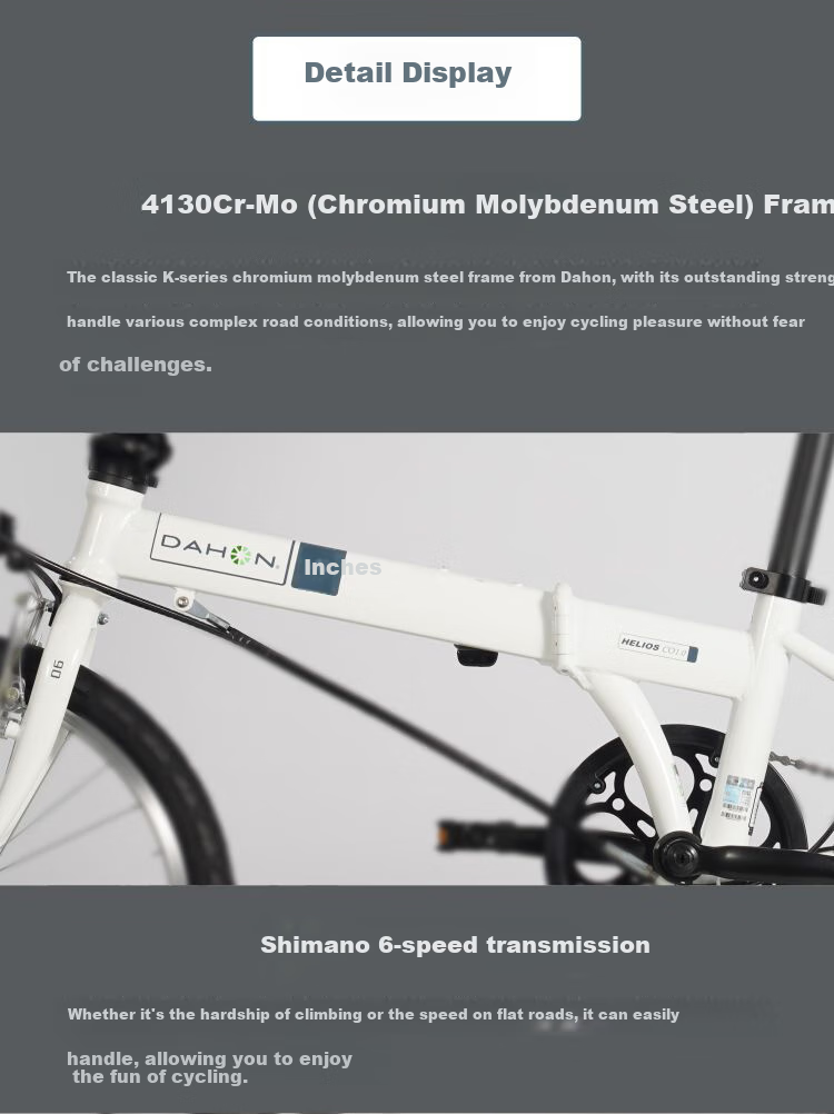 DAHON Classic D6 Folding Bicycle, 20-Inch, 6-Speed, Adult Leisure Bike, KBC061, White 3