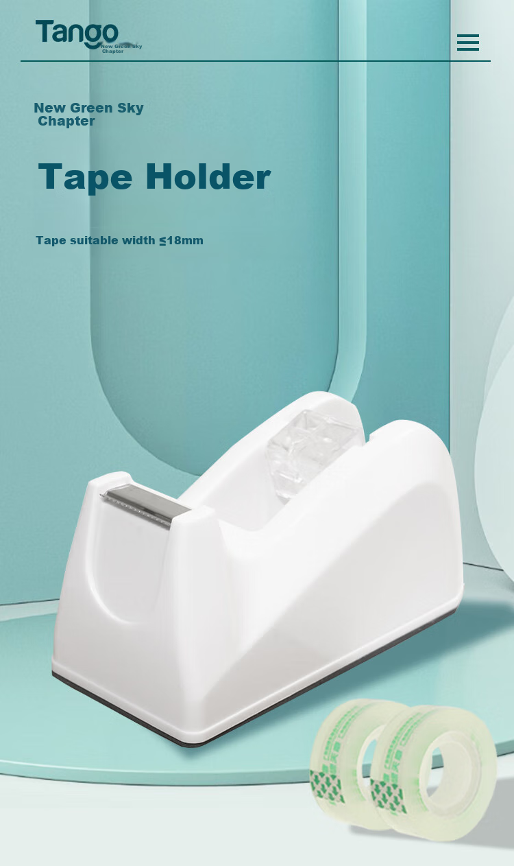 TANGO Tape Dispenser, Width ≤18mm, Sharp Roller, Stainless Steel, Non-Slip Base, Tape Cutter, White 1
