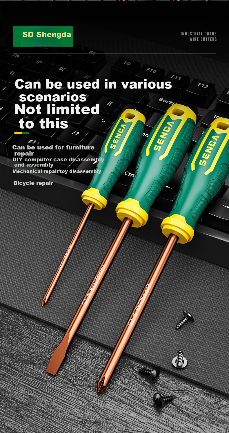 Shengda Screwdriver Set, Phillips And Flathead Industrial Grade Strong Magnetic Screwdriver Kit, Ultra-Hard Screwdriver, Small Screwdriver, Hardware Tools 12