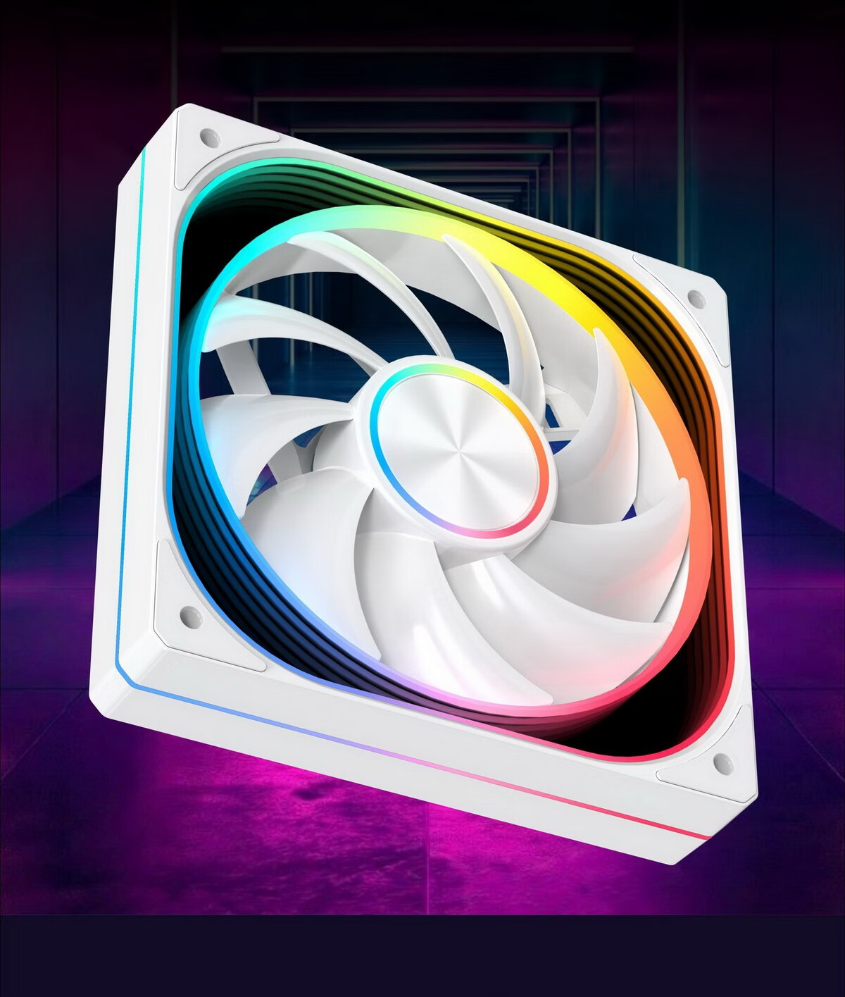 Yingchi 12CM Case Fan, Single Pack, White Reverse (Ultra-Mirror Effect/ARGB Lighting Sync/PWM Intelligent Speed Control/Chainable) 3