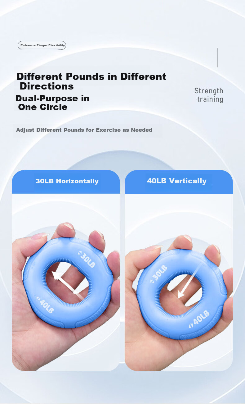ANTA Hand Grip Strengthener Silicone Hand Ring Finger Rehabilitation Training Hand Strength Fitness Arm Exercise Portable for Men And Women, Gray 5