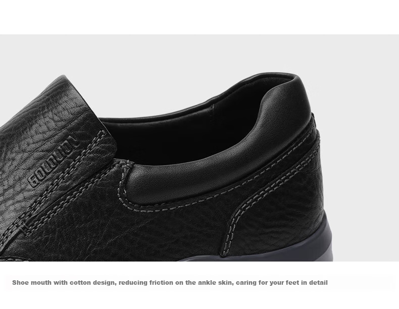 Goldlion Men's Business Casual Leather Shoes, Lightweight Comfortable Slip-On Loafers G527320280AAB, Black, Size 42 18