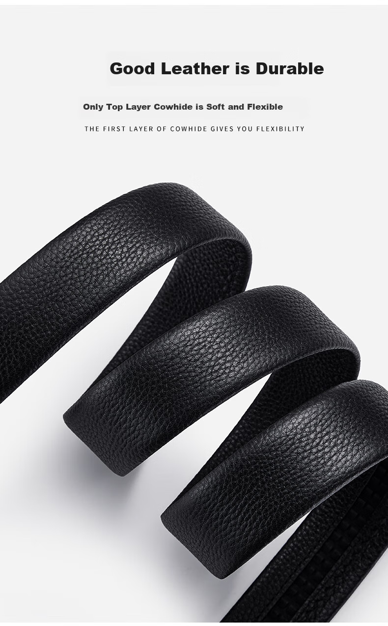 GUSKI Brand Men's Leather Belt with Automatic Buckle, Top-Grain Cowhide Single Belt without Buckle, Waist Belt, Birthday Gift 1