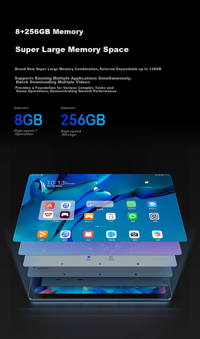 Acer Pad, 10.4-Inch Tablet, 2K High-Definition Full-Screen Display, 4G SIM Card Slot, All-Network Compatible, Low Blue Light Eye Protection, Tablet Computer, IPad, 8GB RAM + 256GB Storage, Gray Color 10