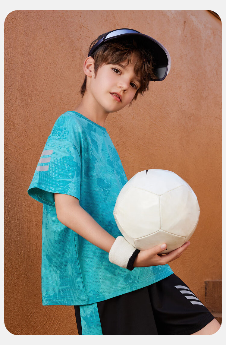 ASK JUNIOR Children's Clothing Set, Boys' Summer Thin Breathable Short-Sleeve T-Shirt And Shorts, Sports Running Two-Piece Set, Tennis Outfit 18