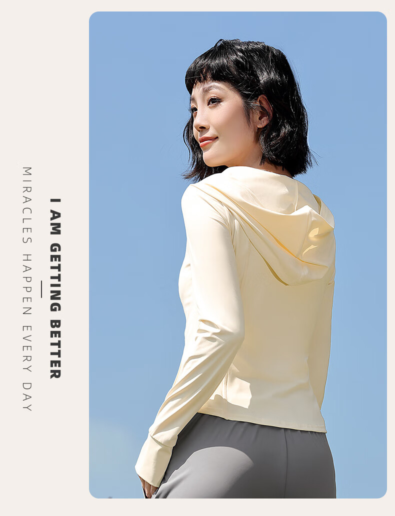 CAMEL Women's Summer Sunscreen Jacket Breathable Slim Fit Comfortable Yoga Quick-Dry Lightweight Original Yarn Ice-Feel Sports Coat 35