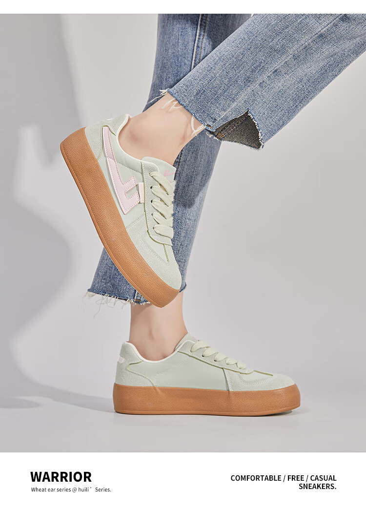 Warrior Women's Thick-Soled Canvas Shoes Retro Versatile Sneakers Lightweight Casual Shoes H896BR Gray/Silver/Beige Size 35 6