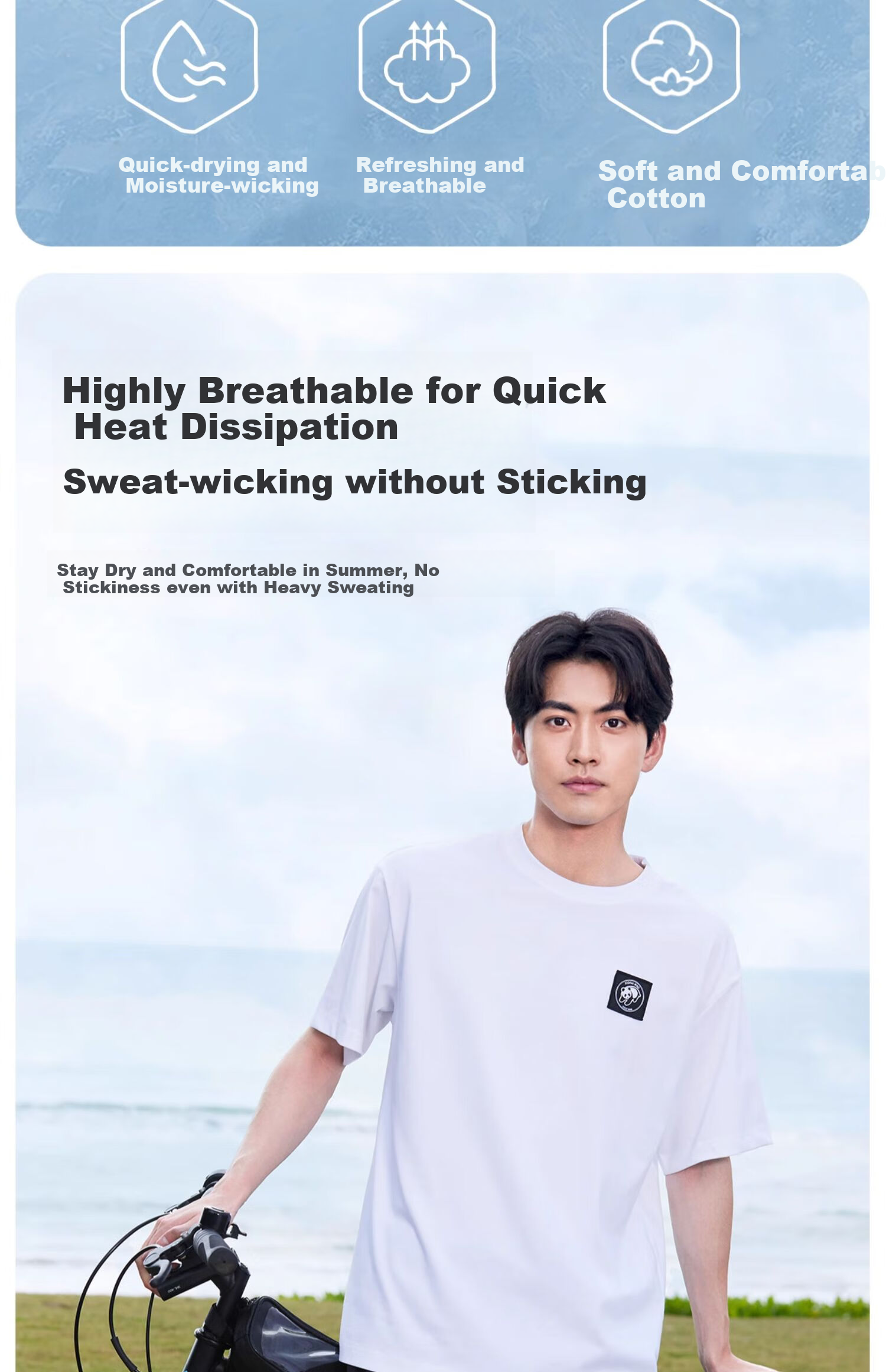 CAMEL Outdoor Unisex Casual Short-Sleeve T-Shirt, Round Neck, Cool And Breathable Top [Panda Collaboration] A34BA6K170 4