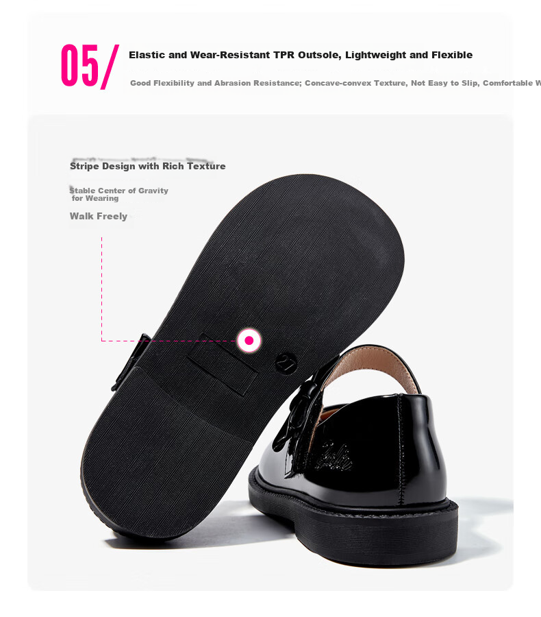 Barbie Children's Leather Shoes, Single Lining Glossy Black Leather Shoes, Girls' Loafers, Girls' Small Leather Shoes DA6565, Black, Size 29 12