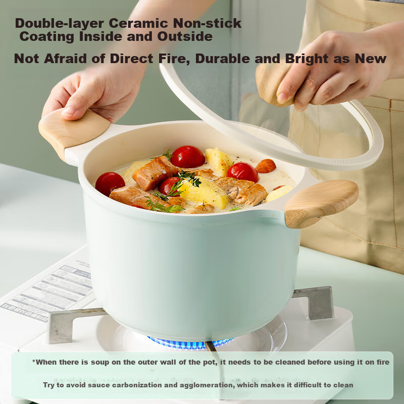 Кастрюля COOKER KING, 22 см, керамика, антипригарное покрытие, для индукционных плит, 4.5 л, цвет целадн