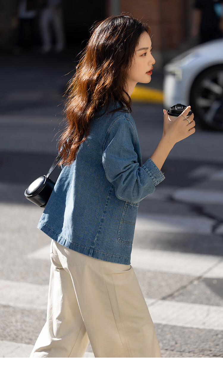 Dme [Cool And Stylish] Spring V-Neck Classic Washed Denim Blue Jacket for Wome 11