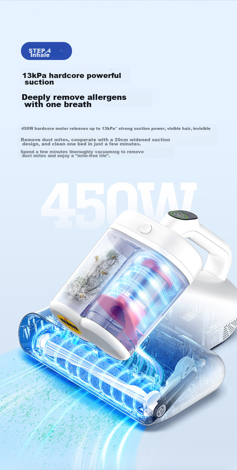 Deerma [Sunlight 65 Degrees] M1 Dual-Cup Smart Dust Mite Remover, Household Handheld Bedside UV 99.9% Sterilization And Mite Removal, Beating And Drying to Remove Mites 26