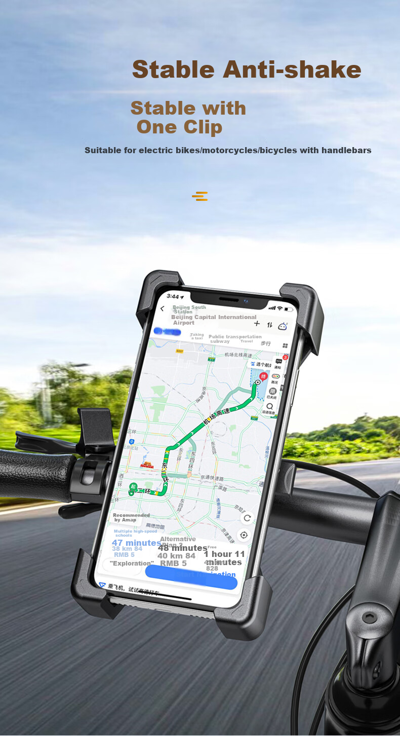 Ousen Electric Vehicle Phone Holder, Navigation Mount, Motorcycle Delivery Riding E-Bike Bicycle Phone Stand, Aluminum Alloy 1