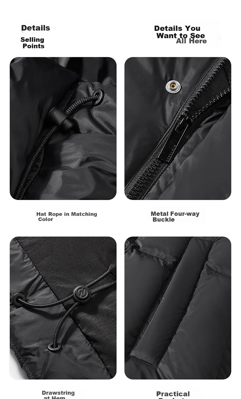 GXG Men's Fashionable Lightweight Hooded down Jacket, Winter 2024 New Product, Black, Size 180/XL 15