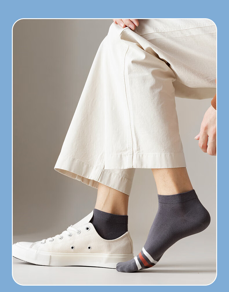 Mian Xiaonian Men's Short Cotton Socks Spring Summer [100% Pure Cotton 10A Antibacterial Deodorant] Double Ribbed Sports Style 10 Pairs Pack 18