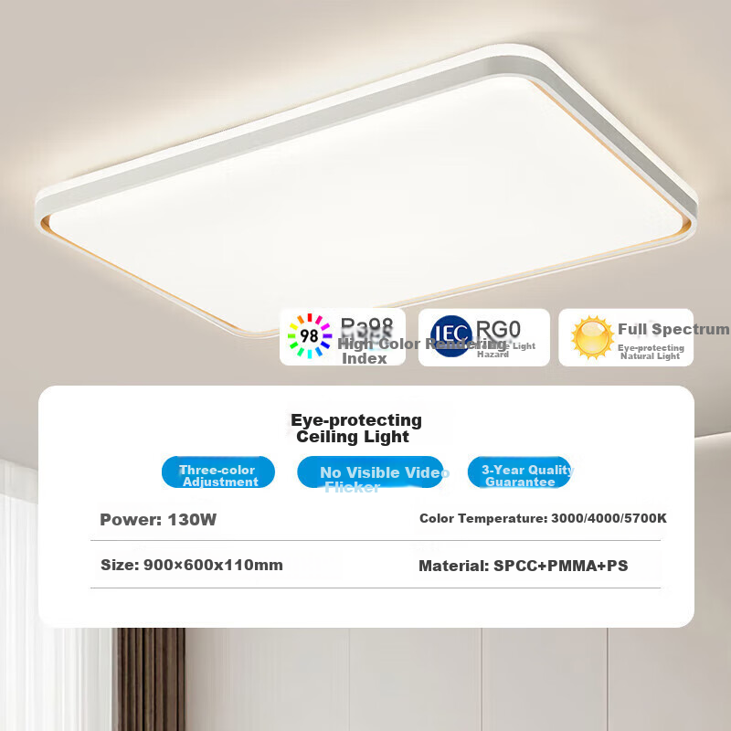 Midea LED Ceiling Light for Living Room, Bedroom, Dining Room, Eye Protection, Smart Control Dimming Fixture, 140W Flowing Gold N1, Installation Included