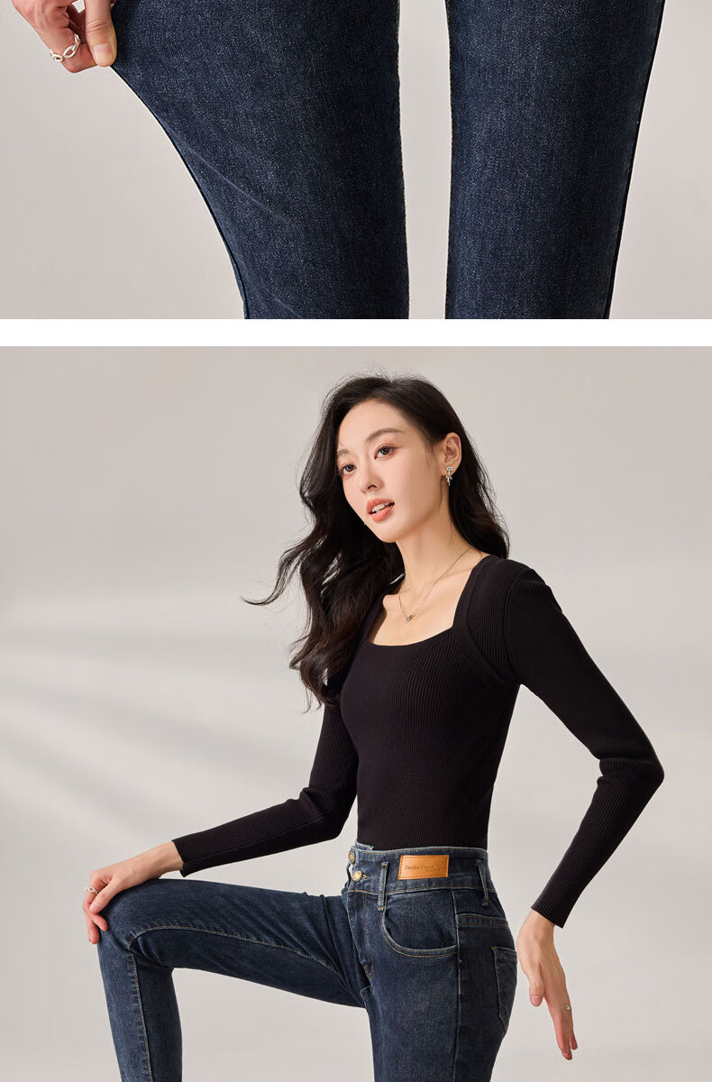 Langsha Women's Jeans Spring Autumn 2025 Slim Fit High Waist Stretchy Pencil Pants Slimming Skinny Trousers 19